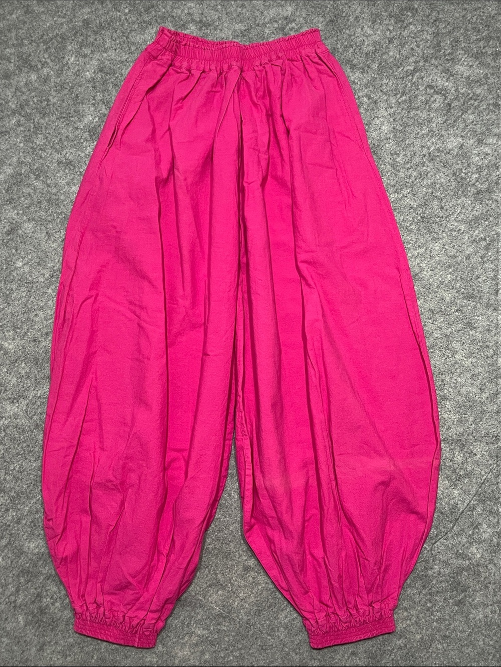 80s Bright Pink Elastic Waist Harem Pants